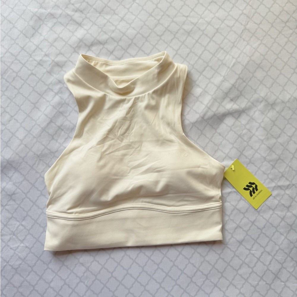 All In Motion| Women's Ivory Light Support High-Neck Crop Sports Top | Size XS